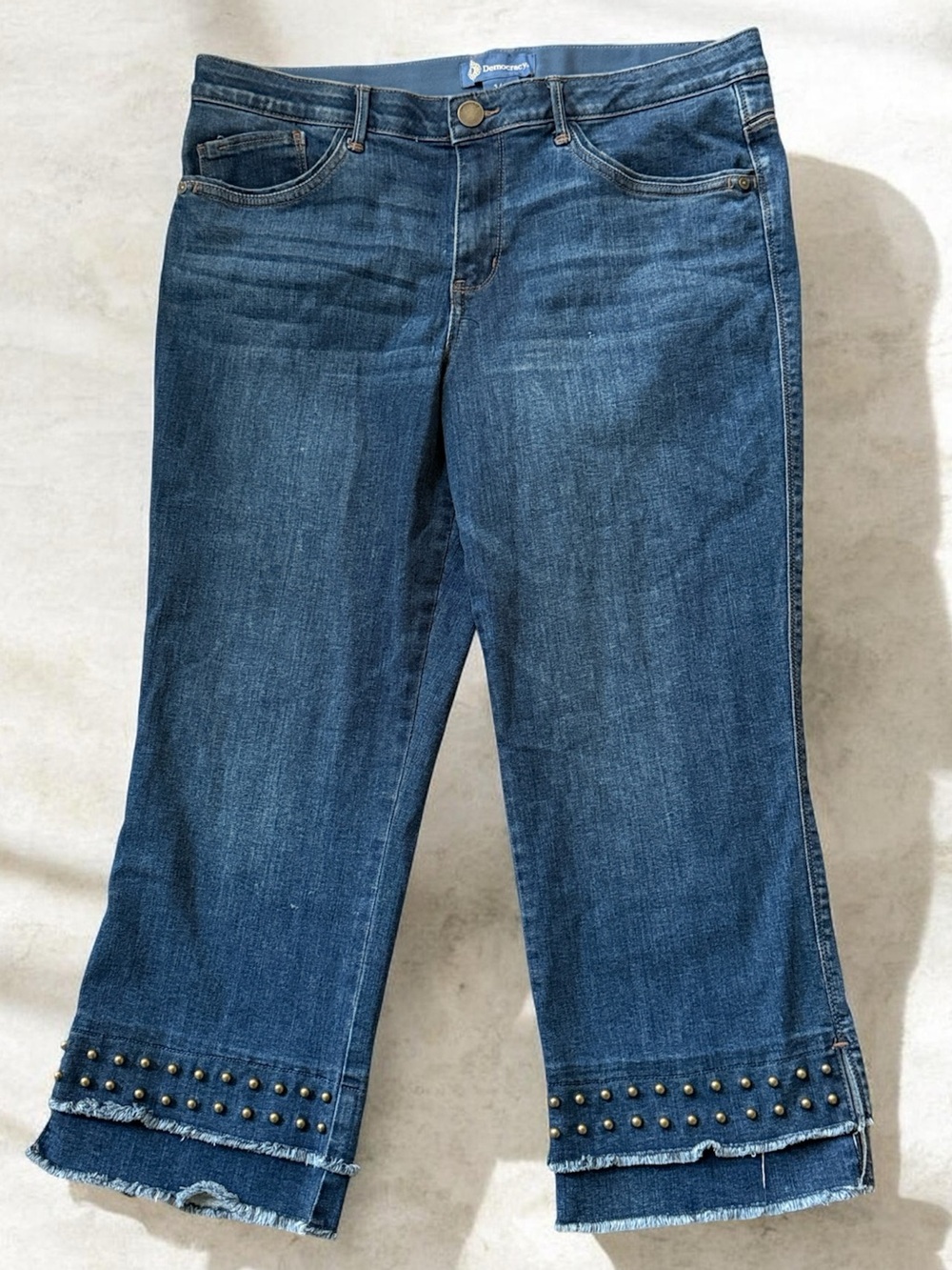 Democracy “Ab solution” Dark Blue Studded Jeans in Raw Umber!